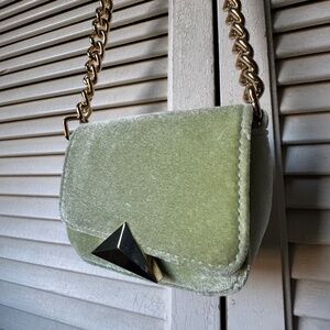ASOS Design Lime Green Velvet Mini Chain Crossbody Bag